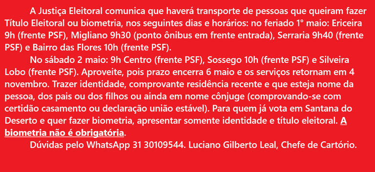 Aviso Cartório Eleitoral